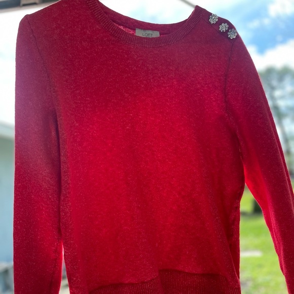 Loft Outlet Red Sz Med with Rhinestones on shoulder - Picture 5 of 14